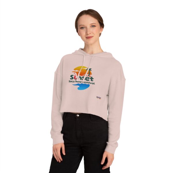 Women’s Cropped Hooded Sweatshirt - Sunset Soca Wine Festival Edition, Festival Apparel, Summer Hoodie, Beachwear, Casual Comfort