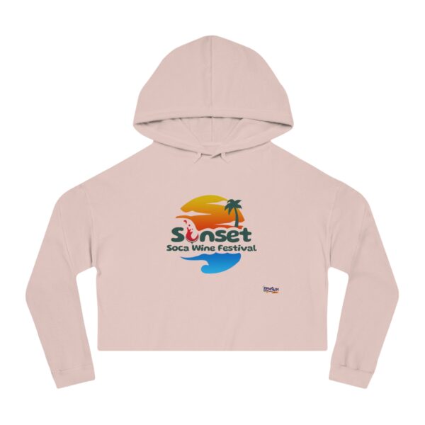 Women’s Cropped Hooded Sweatshirt - Sunset Soca Wine Festival Edition, Festival Apparel, Summer Hoodie, Beachwear, Casual Comfort