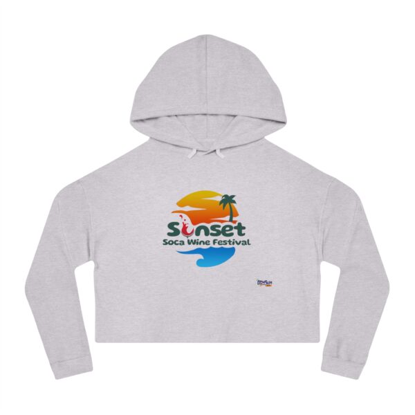 Women’s Cropped Hooded Sweatshirt - Sunset Soca Wine Festival Edition, Festival Apparel, Summer Hoodie, Beachwear, Casual Comfort
