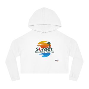 Women’s Cropped Hooded Sweatshirt - Sunset Soca Wine Festival Edition, Festival Apparel, Summer Hoodie, Beachwear, Casual Comfort
